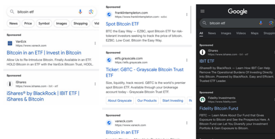谷歌开放比特币现货ETF广告投放，贝莱德、富达、灰度等巨头已行动